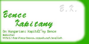 bence kapitany business card